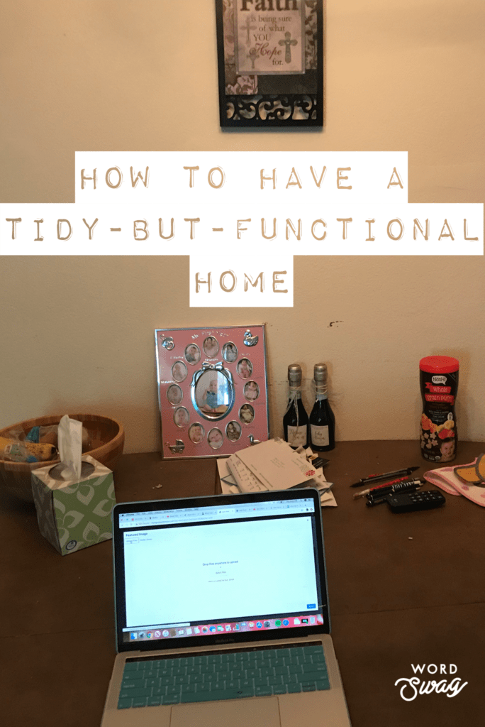 a mac laptop on a dining room table how to have a tidy-but-functional home