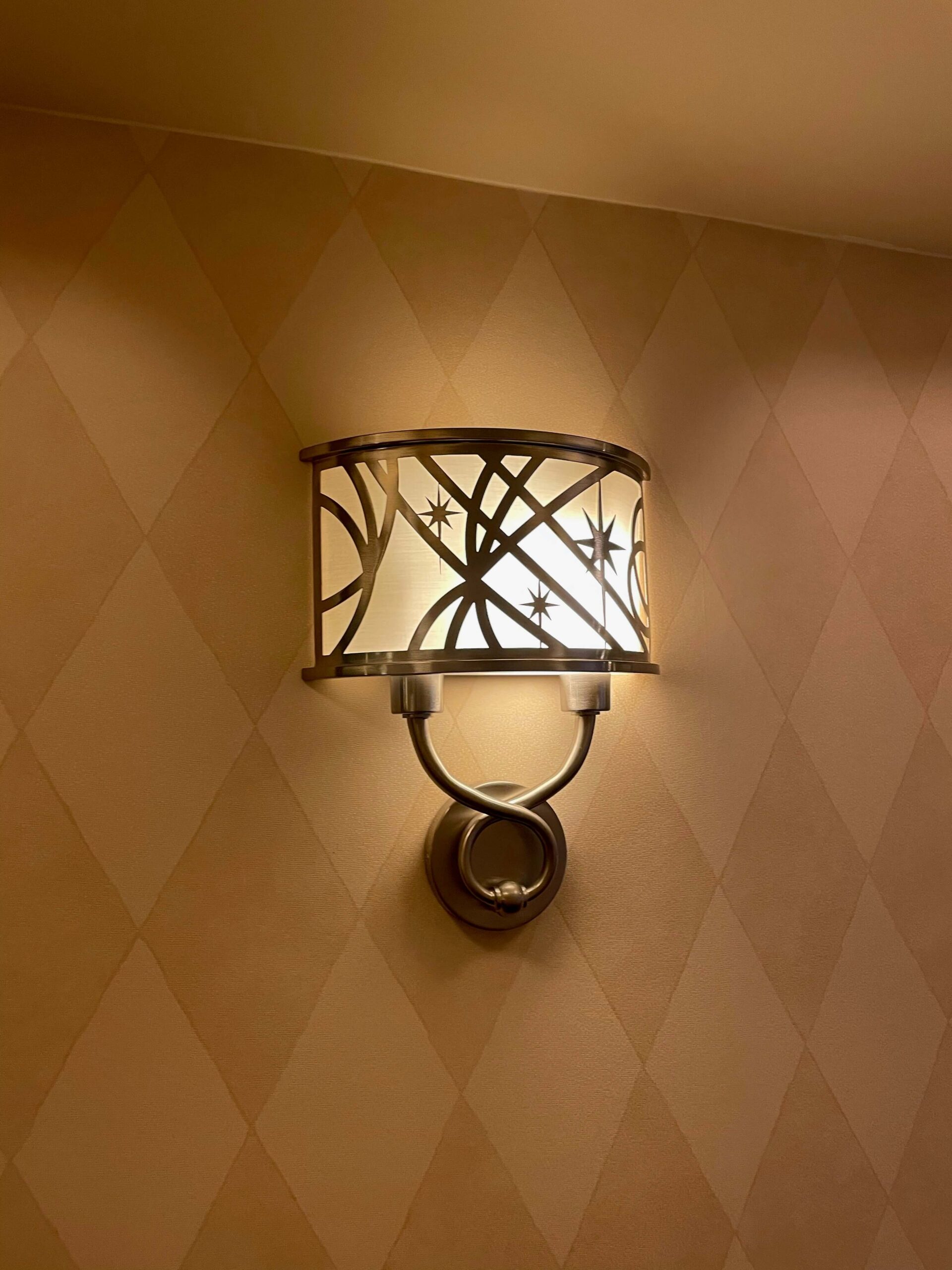 detailed wall sconce in the frontier tower of the disneyland hotel